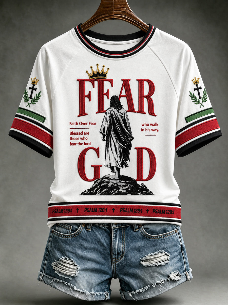 Women's Christian Fear God Faith Over Fear Short Sleeve T-shirt