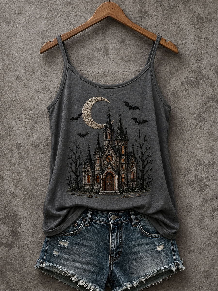Women's Gothic Style House Print Tank Top