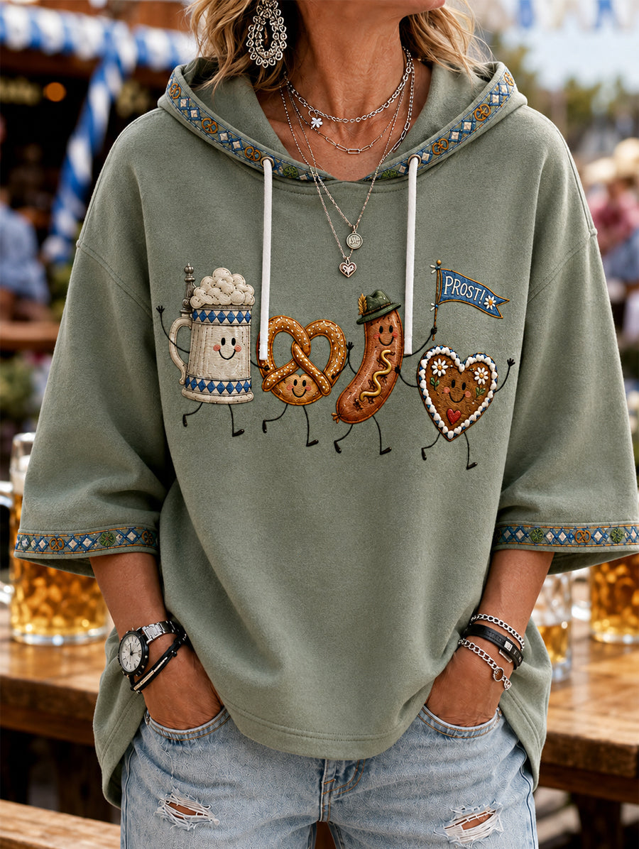 Women’s Oktoberfest Prost! Print Casual 3/4 Sleeve Hoodie