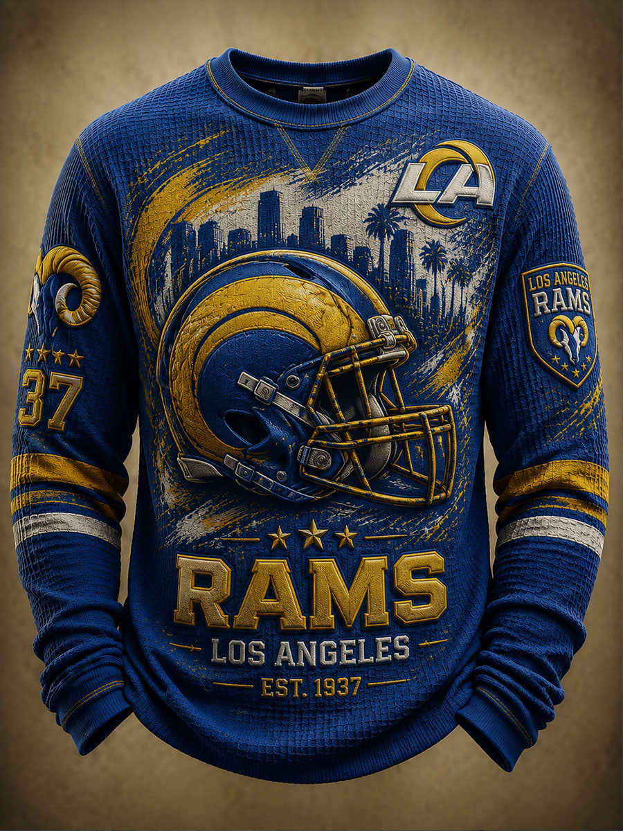Men’s Rugby Football Los Angeles Rams Fan Printed Casual Long-Sleeve T-Shirt