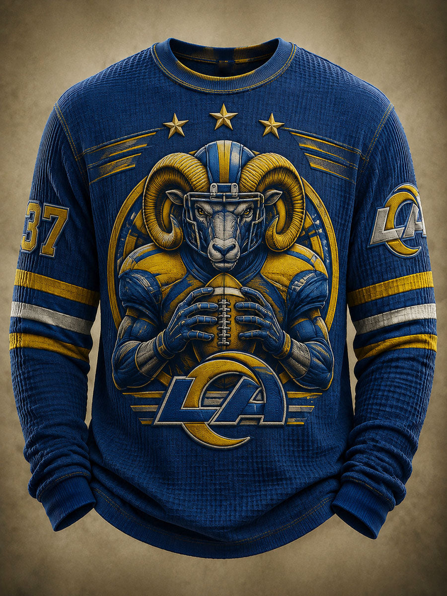 Men’s Rugby Football Los Angeles Rams Fan Printed Casual Long-Sleeve T-Shirt