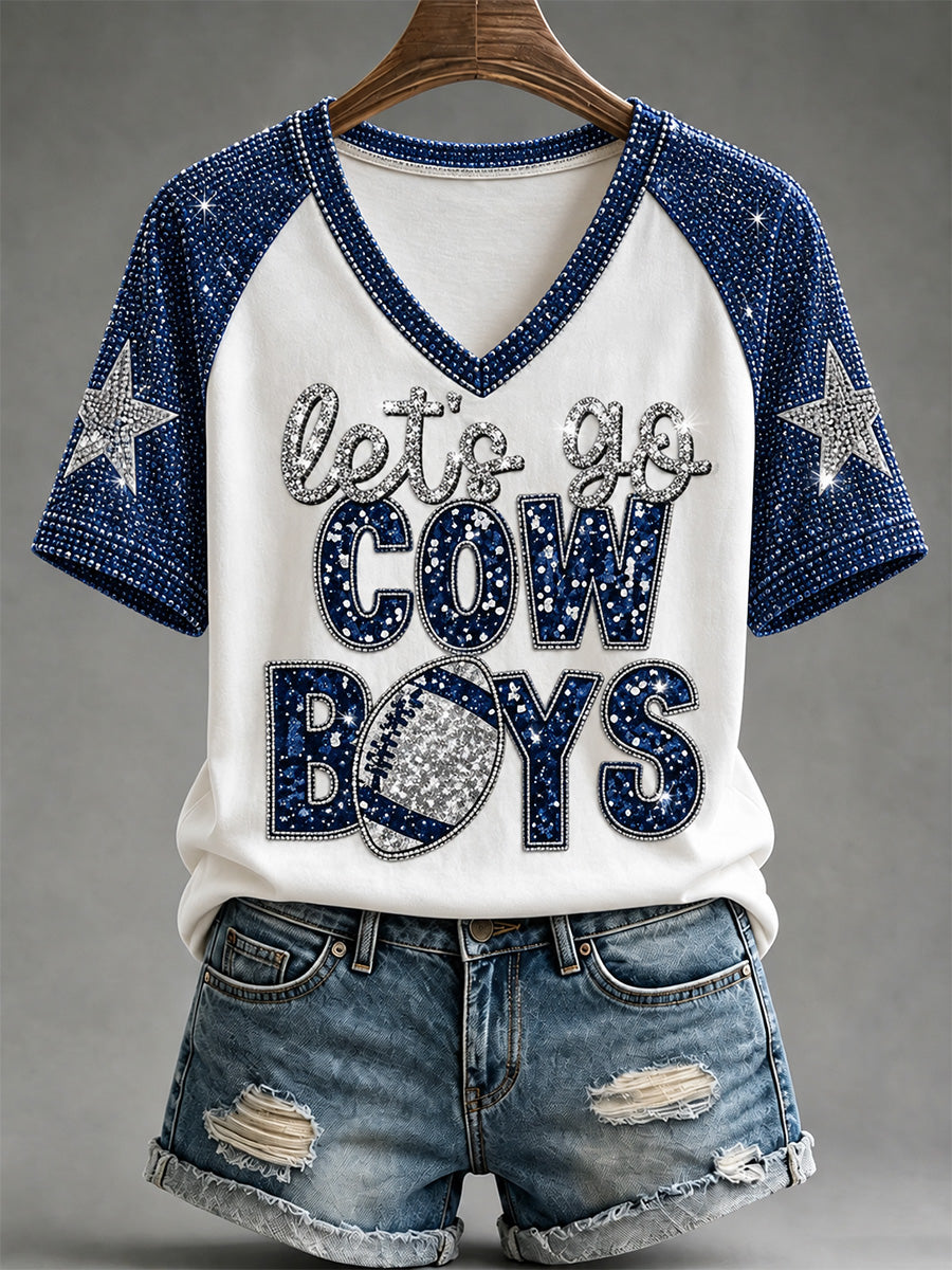 Women's Football Gameday Gift For Football Fans V-Neck Tee