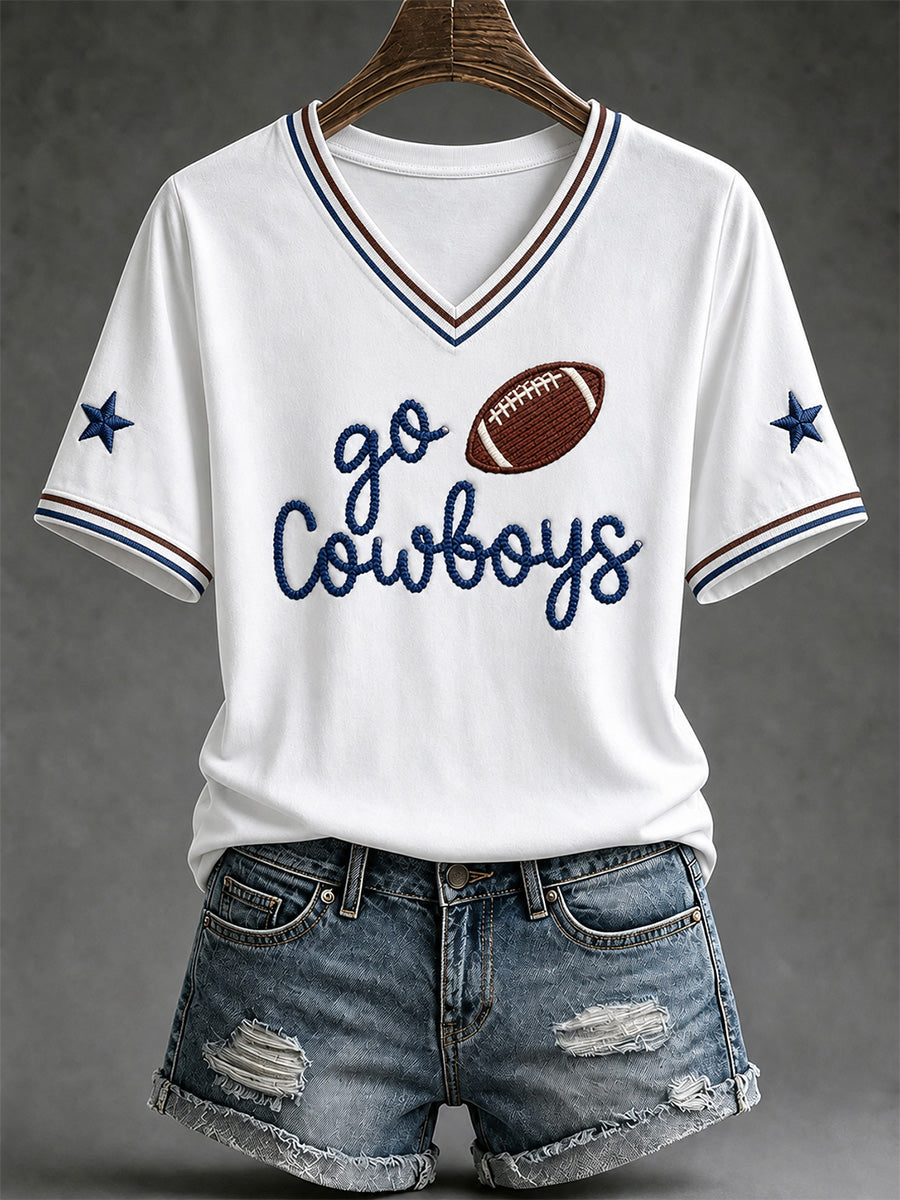 Women's Football Gameday Gift For Football Fans V-Neck Tee