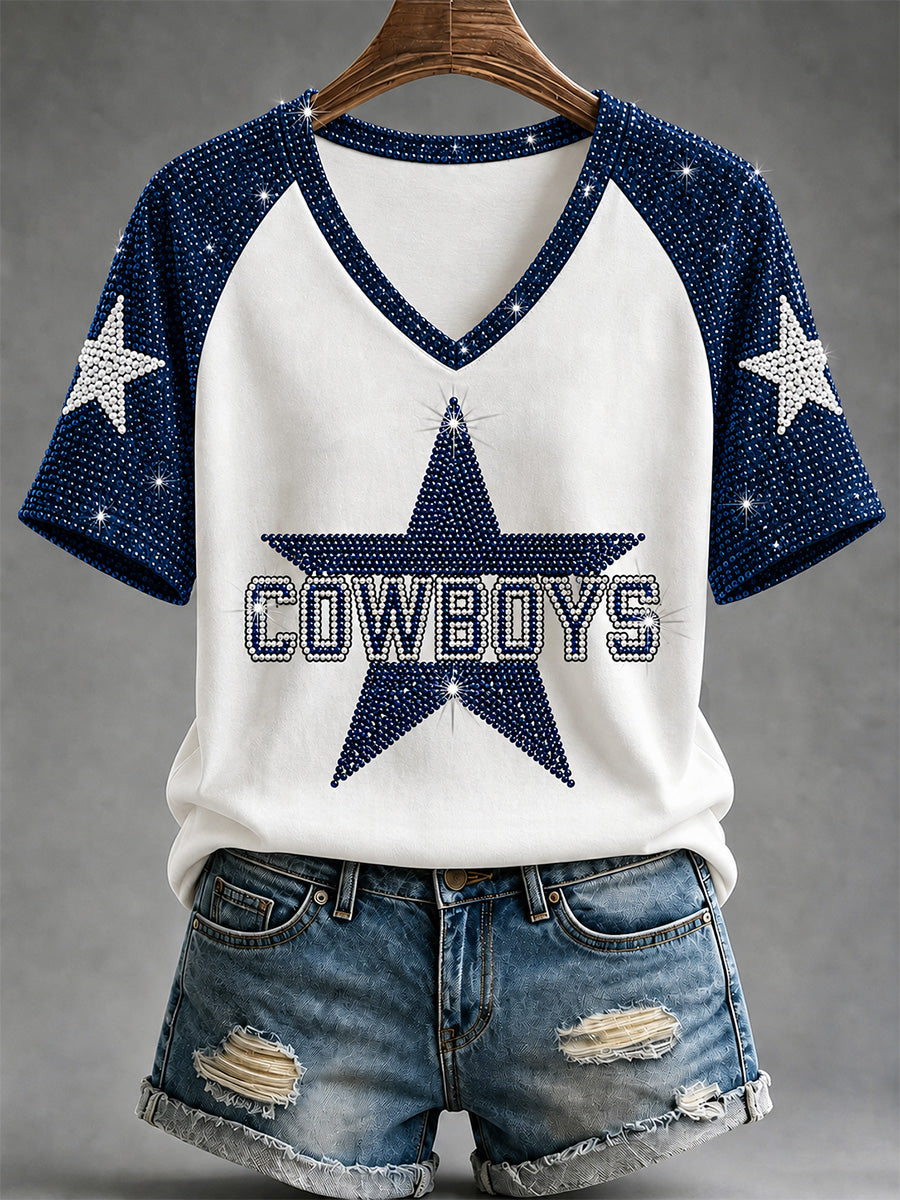 Women's Football Gameday Gift For Football Fans V-Neck Tee
