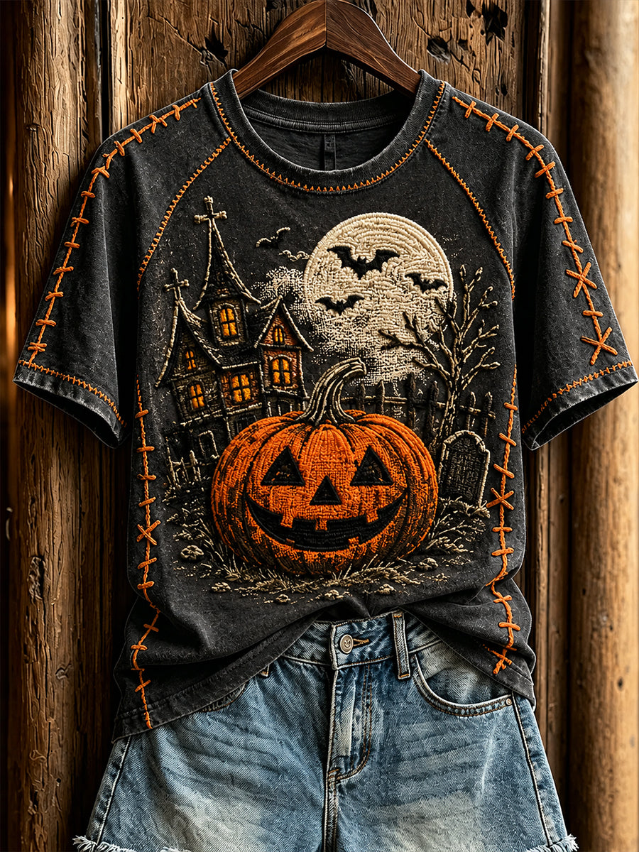 Women's Halloween Round Neck Short Sleeve T-Shirt