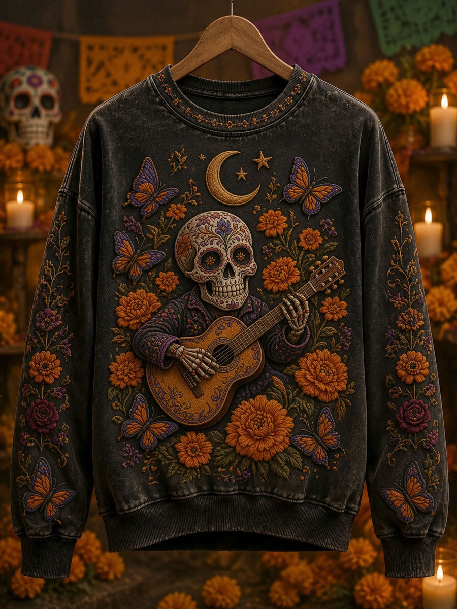 Women's Day of the Dead Skull Print Casual Sweatshirt