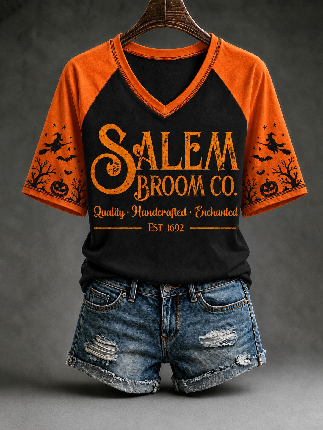 Women's Salem Broom Company Printed V-neck T-shirt