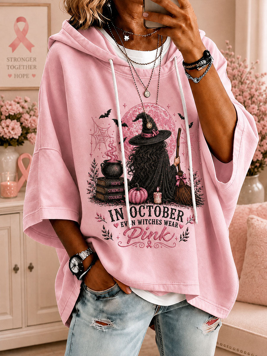 Women's 'In October We Wear Pink' Printed Casual Hoodie