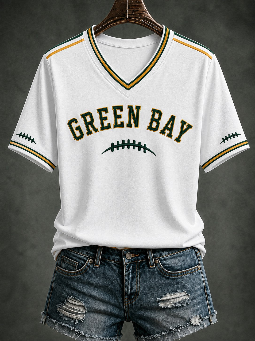 Women's Green Bay Football Printed V-neck T-shirt
