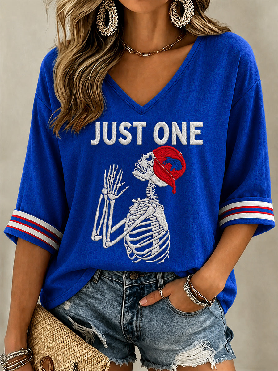 Women's Football Lover Buffalo Print V-Neck Tee
