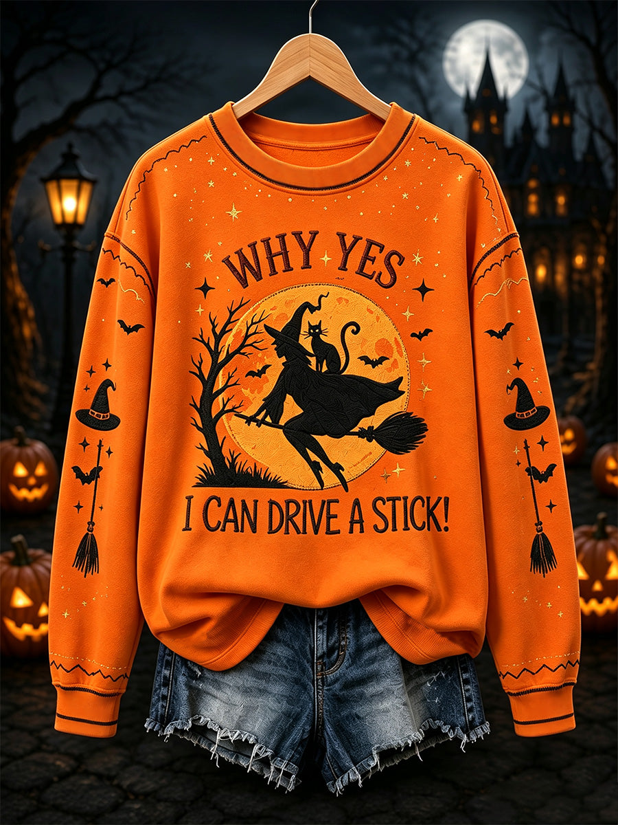 Women's Why Yes Actually I Can Drive A Stick Print Casual Sweatshirt