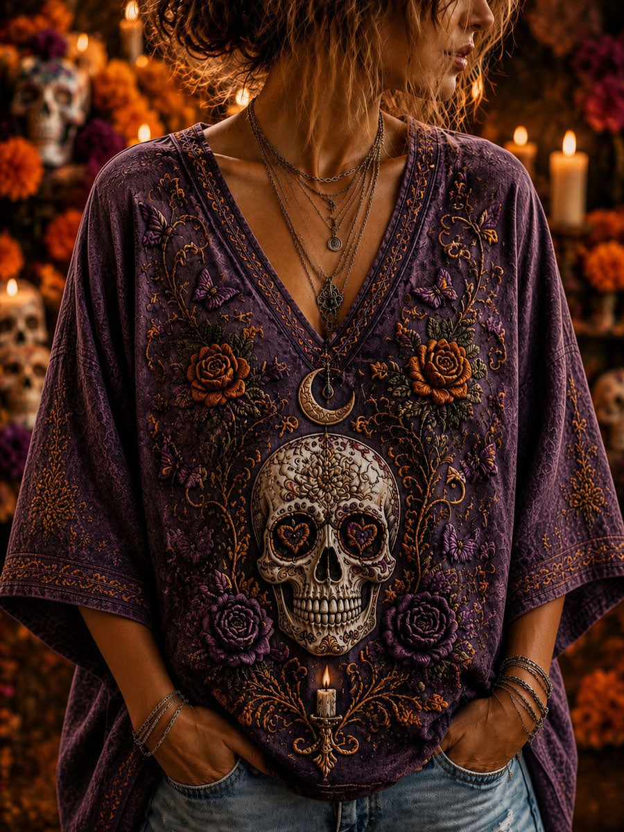 Women's Mexico Halloween Print Casual Top