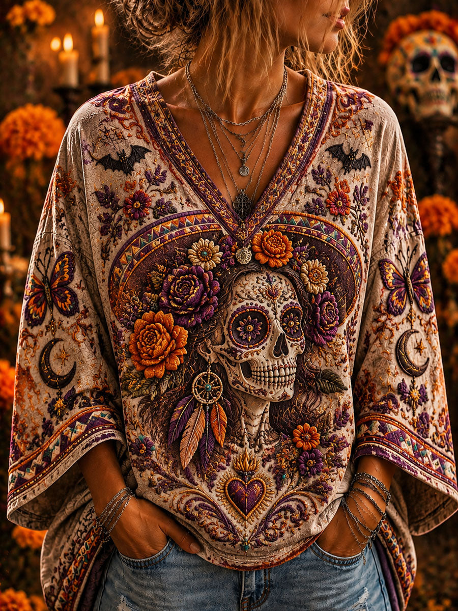 Women's Mexico Halloween Print Casual Top