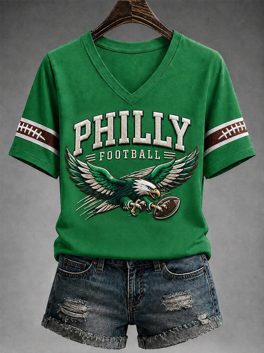 Women's Football Gameday Gift For Football Fans Casual V-Neck Tee