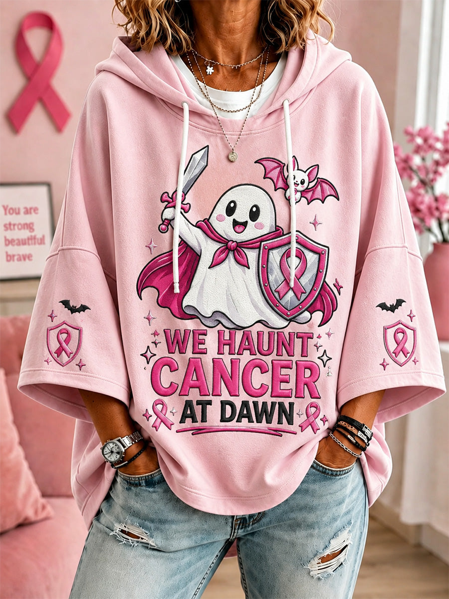 Women’s We Haunt Cancer At Dawn Print Casual Short-Sleeve Hoodie