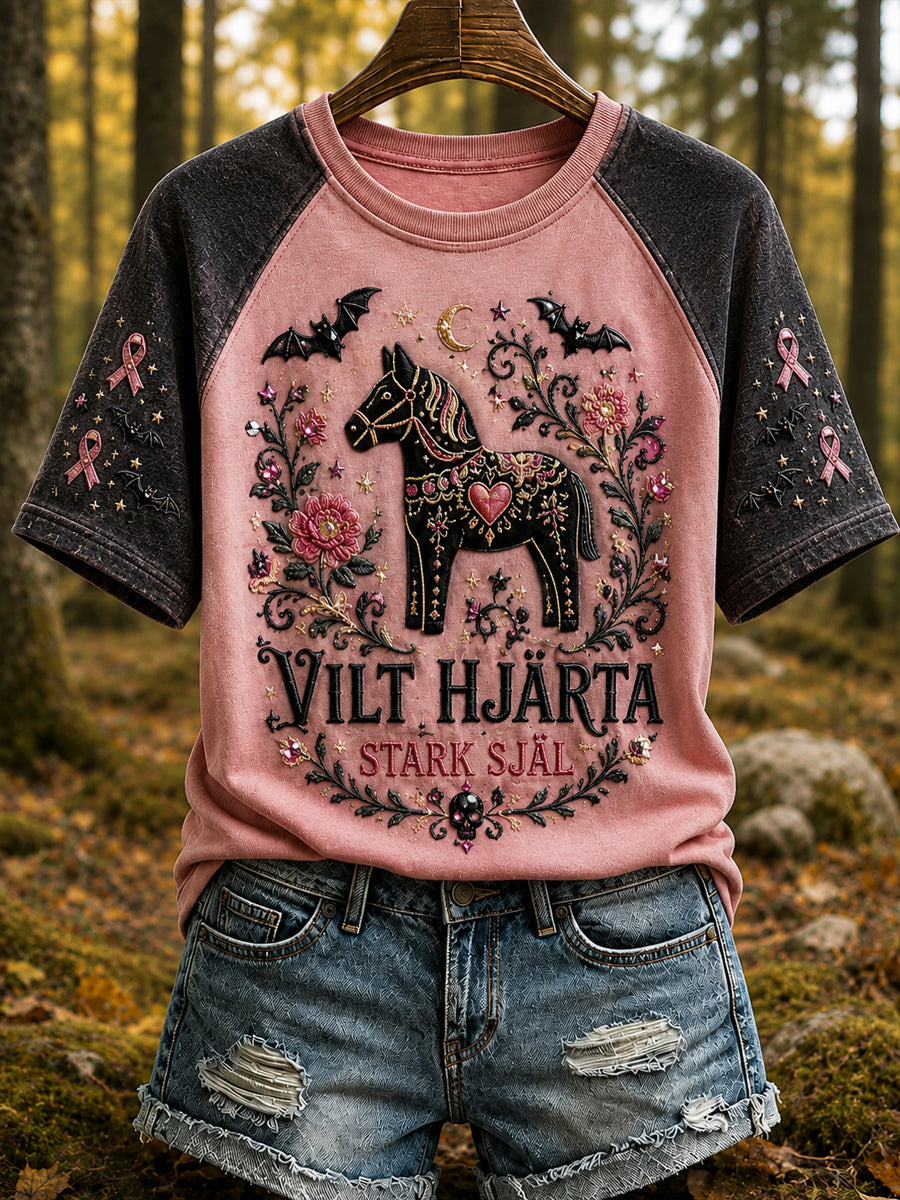 Women's Halloween Breast Cancer Awareness “Dara” Horse T-Shirt