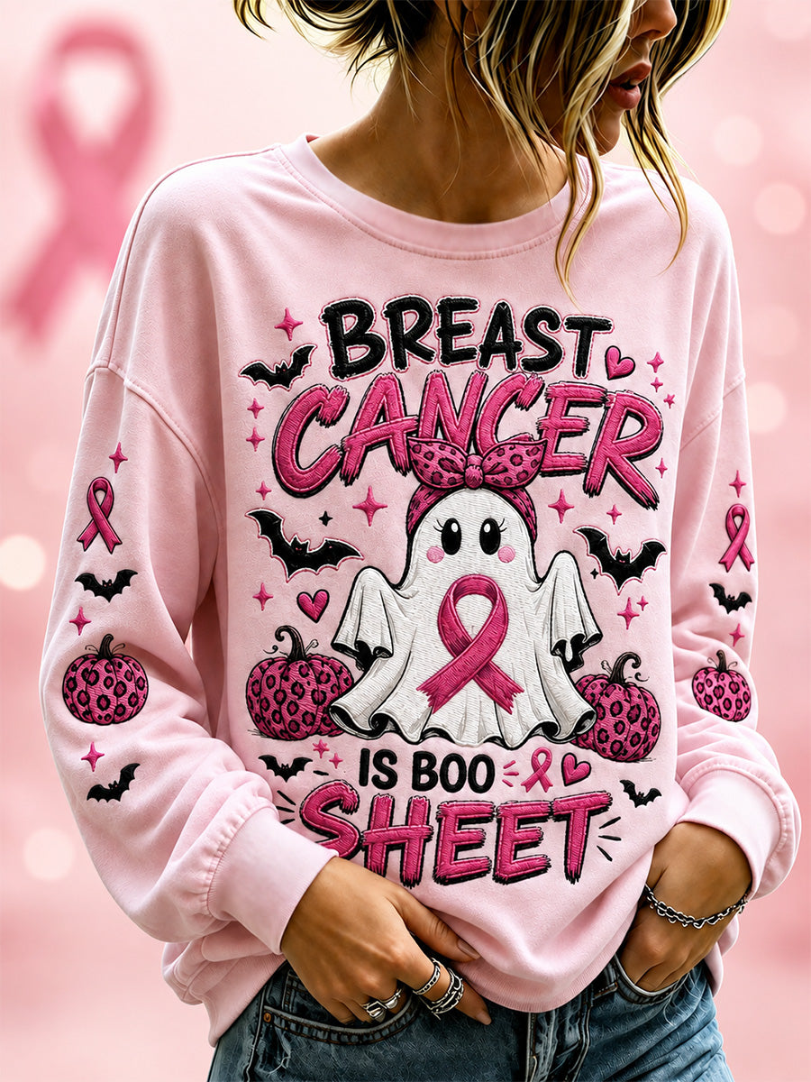 Women’s Breast Cancer Is Boo Sheet Print Casual Sweatshirt