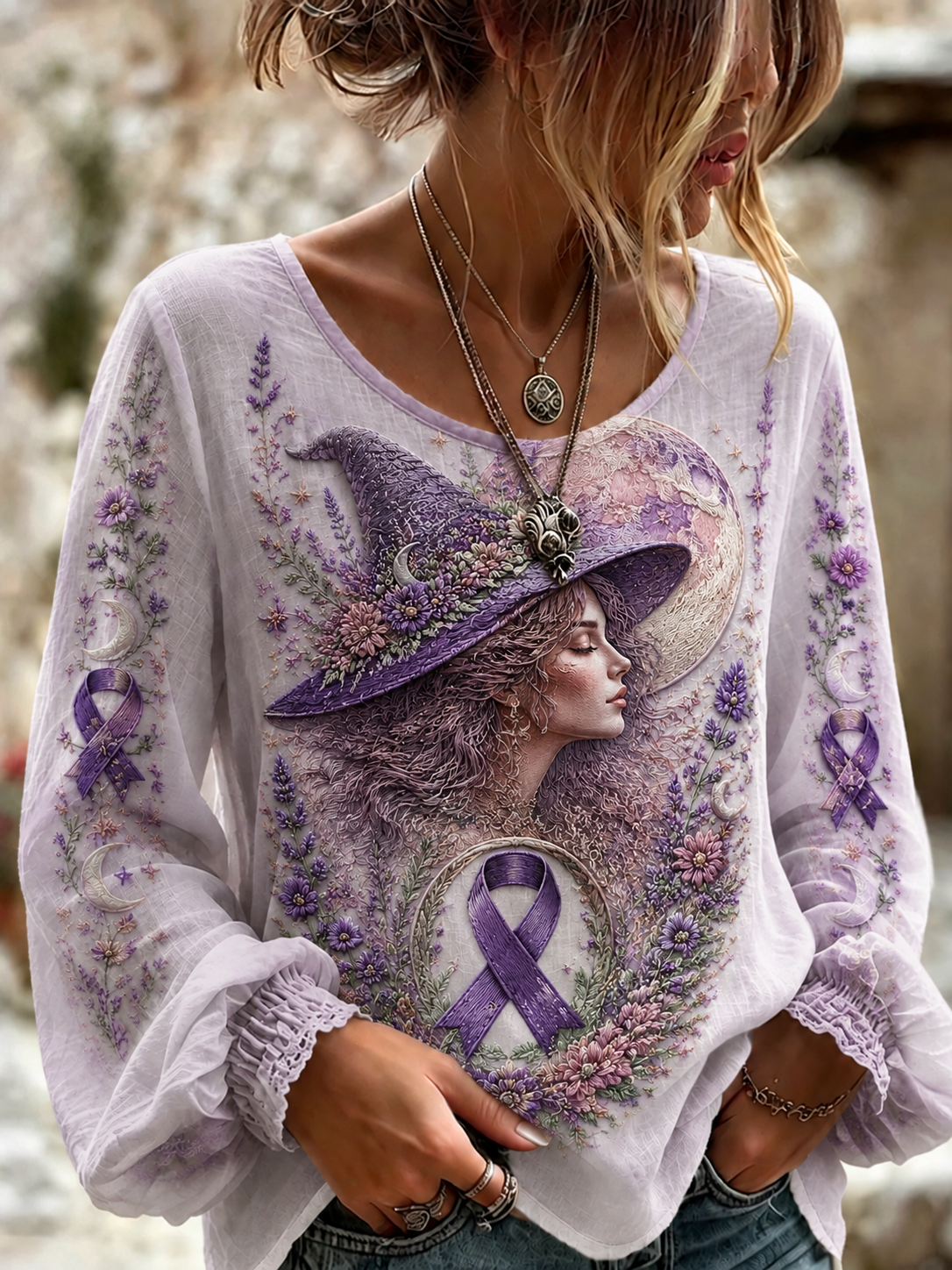 Women's Alzheimer's Awareness Cotton-Linen Shirt