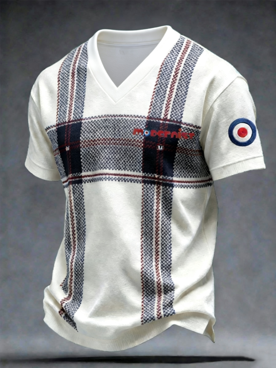 Men's Mods Culture UK Music Lover Business Style Printed V-neck T-shirt
