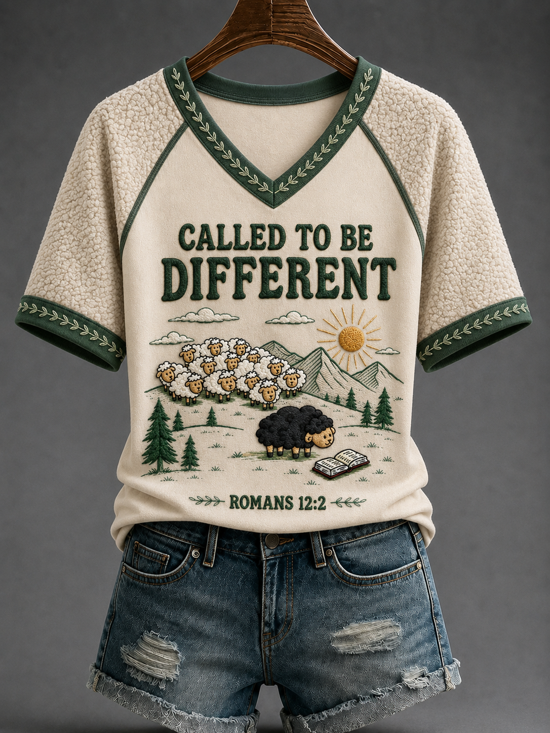 Women's Called To Be Different V-neck Off-shoulder Short-sleeved T-shirt