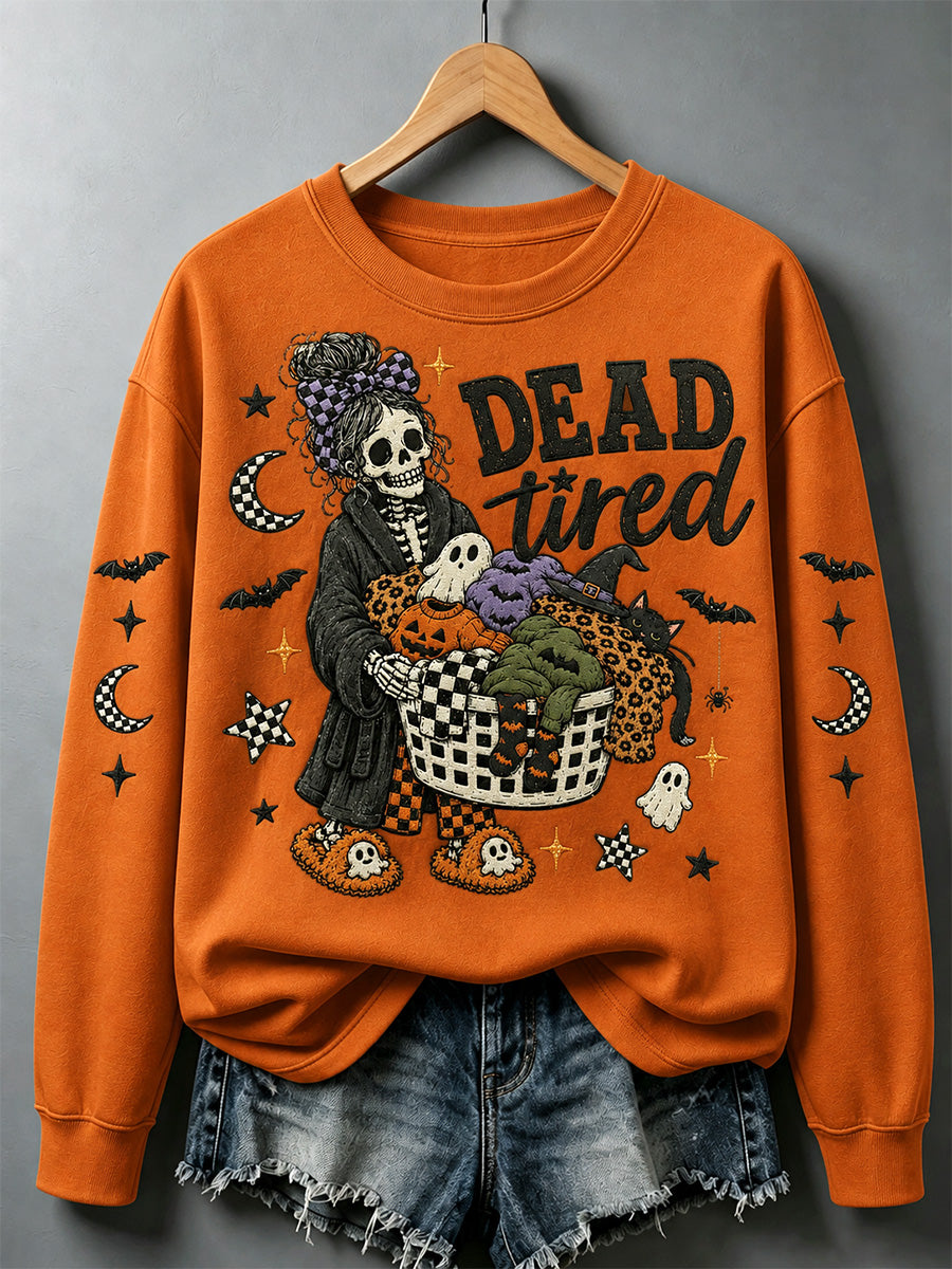 Women's Dead Tired Print Casual Sweatshirt