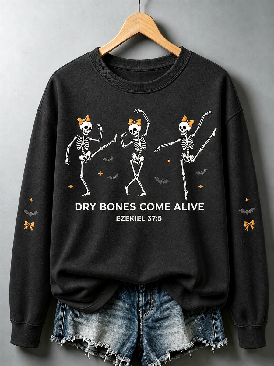 Women's Dry Bones Come Alive Print Casual Sweatshirt
