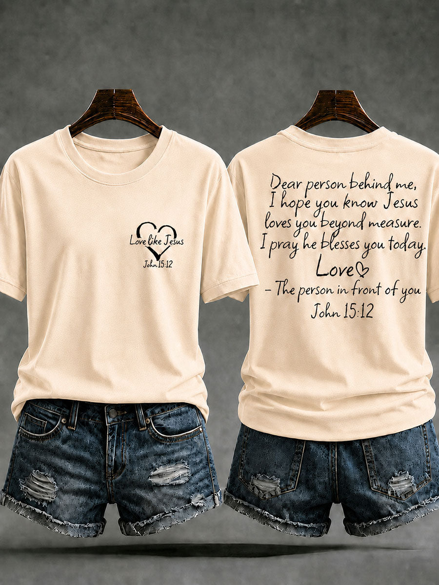 Women's Love Like Jesus Printed Casual T-Shirt
