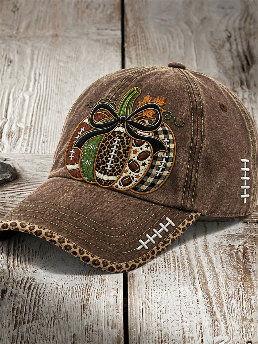 Unisex Football Inspired Fall Pumpkin Print Cap