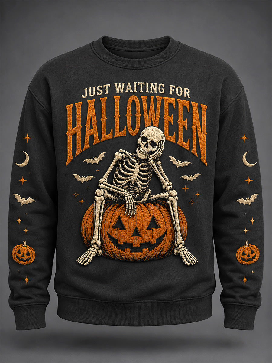 Men's Just Waiting For Halloween Print Casual Sweatshirt