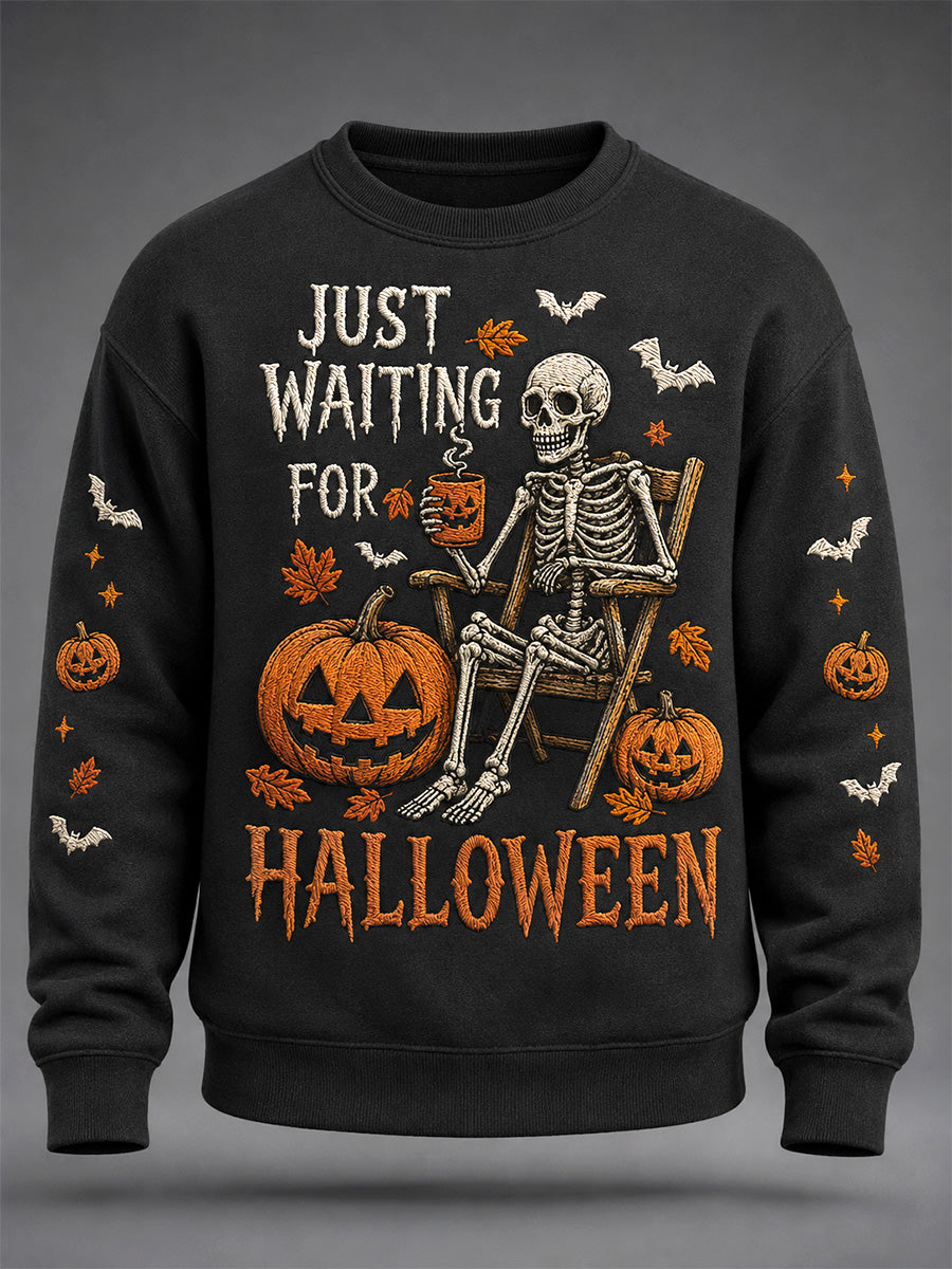 Men's Just Waiting For Halloween Print Casual Sweatshirt