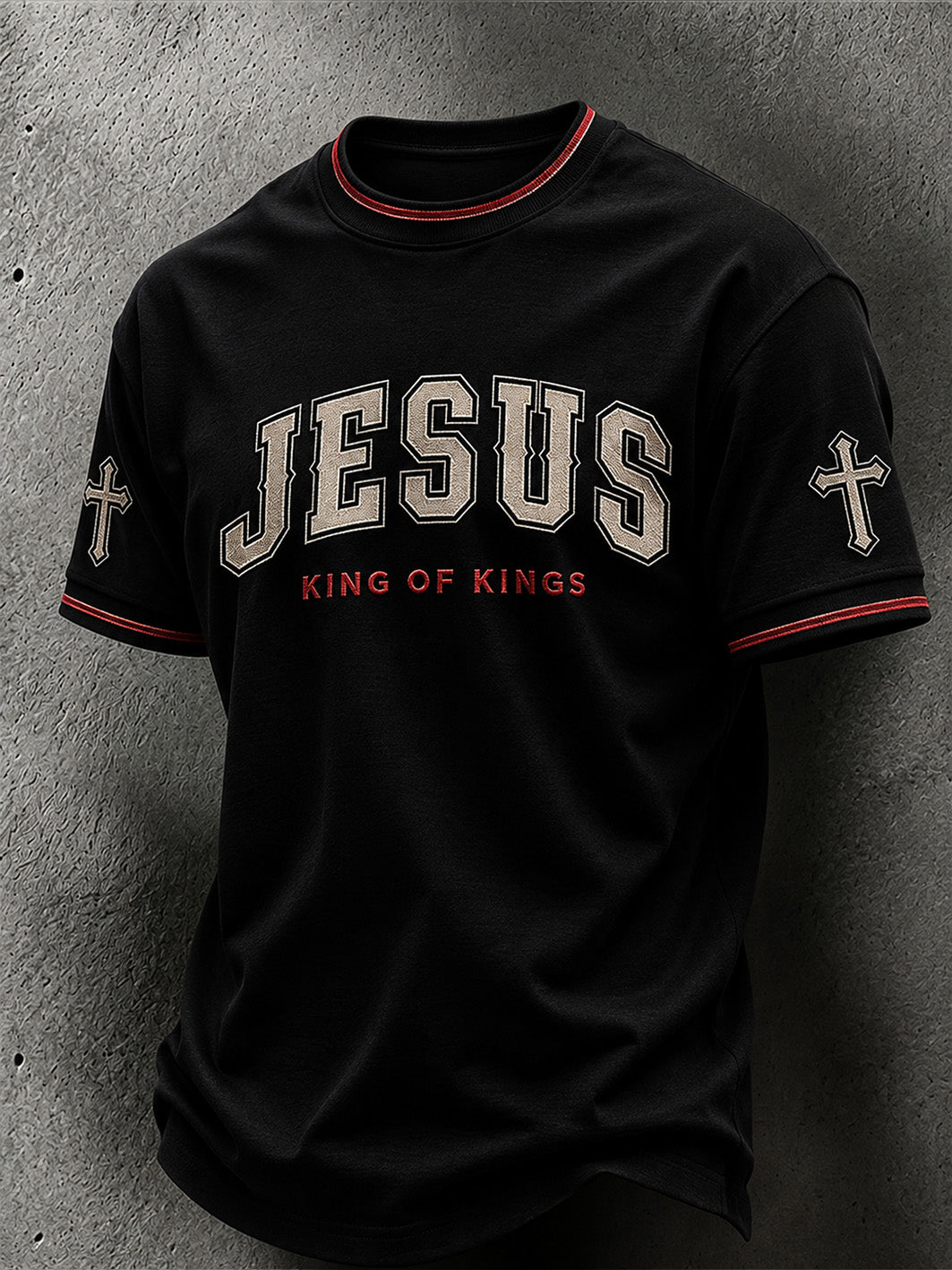 Men's faith-themed pattern printed causal short sleeves T-shirt