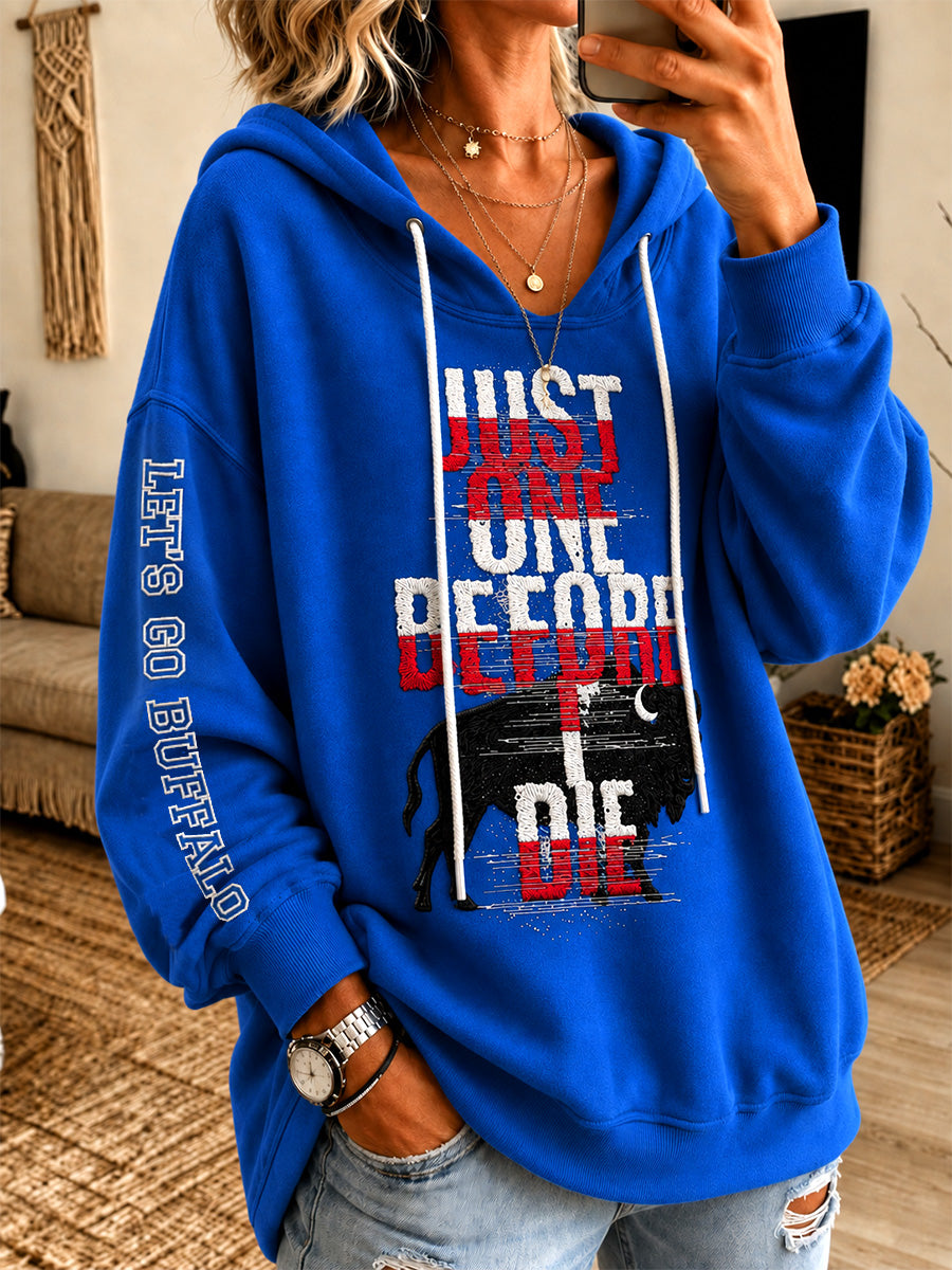 Women's Football Lover Buffalo Print Short-Sleeve Hoodie
