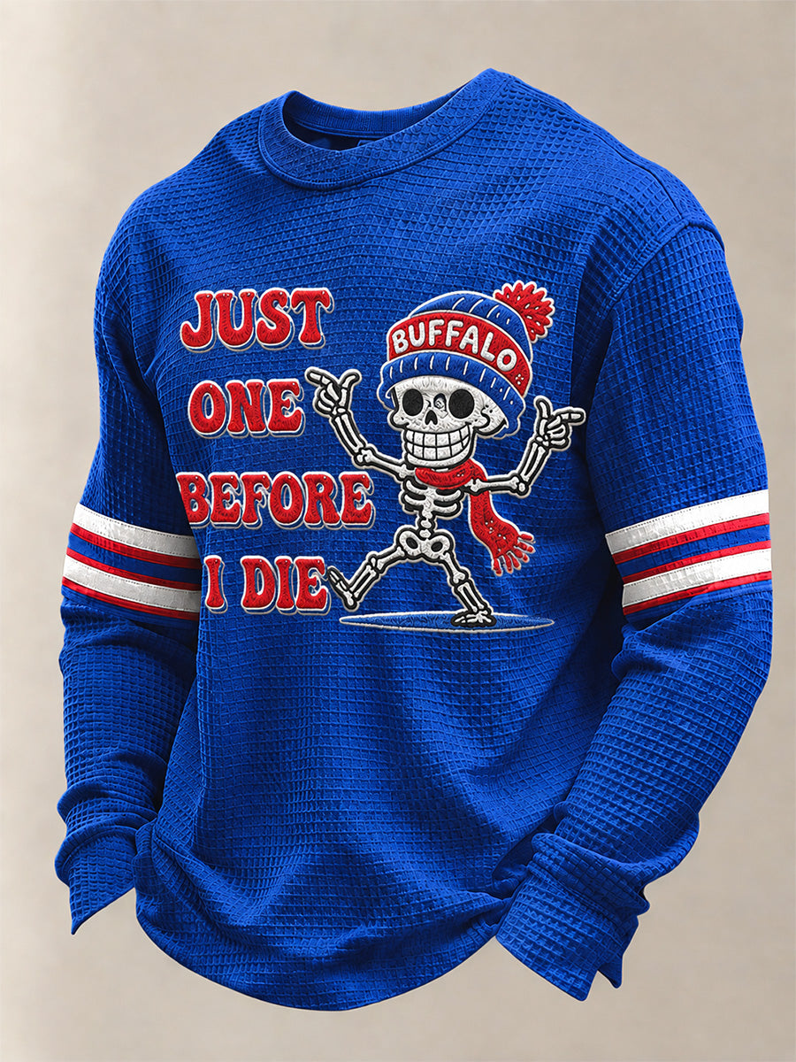 Men's Football Lover Buffalo Print Waffle Long Sleeve Top