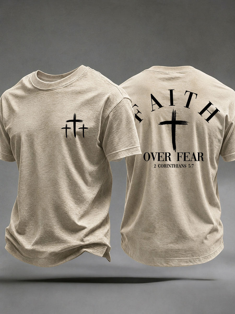 Men's 'Faith Over Fear' Printed Casual T-Shirt