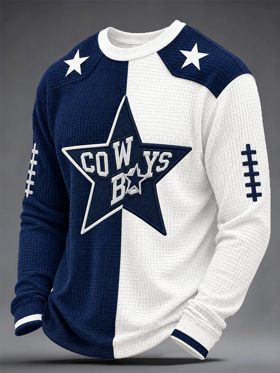 Men's Football Gameday Gift For Football Fans Casual Waffle Long Sleeve Top