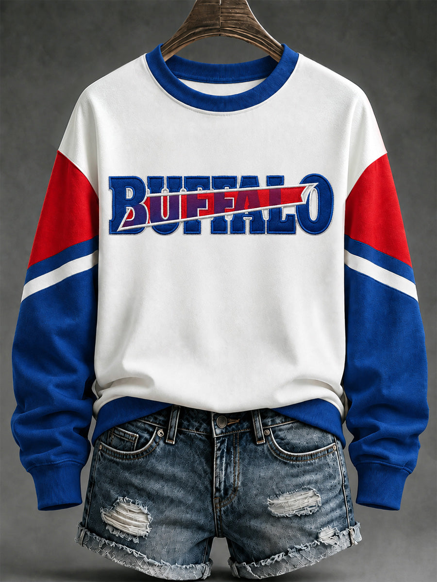 Women's Football Lover Buffalo Print Casual Sweatshirt