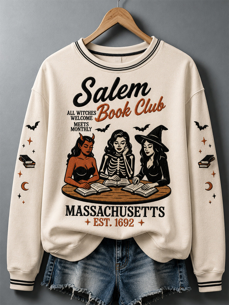 Women's Halloween Salem Book Club Print Sweatshirt