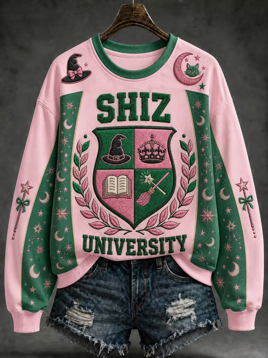 Women's Halloween witch print Regular Sweatshirt