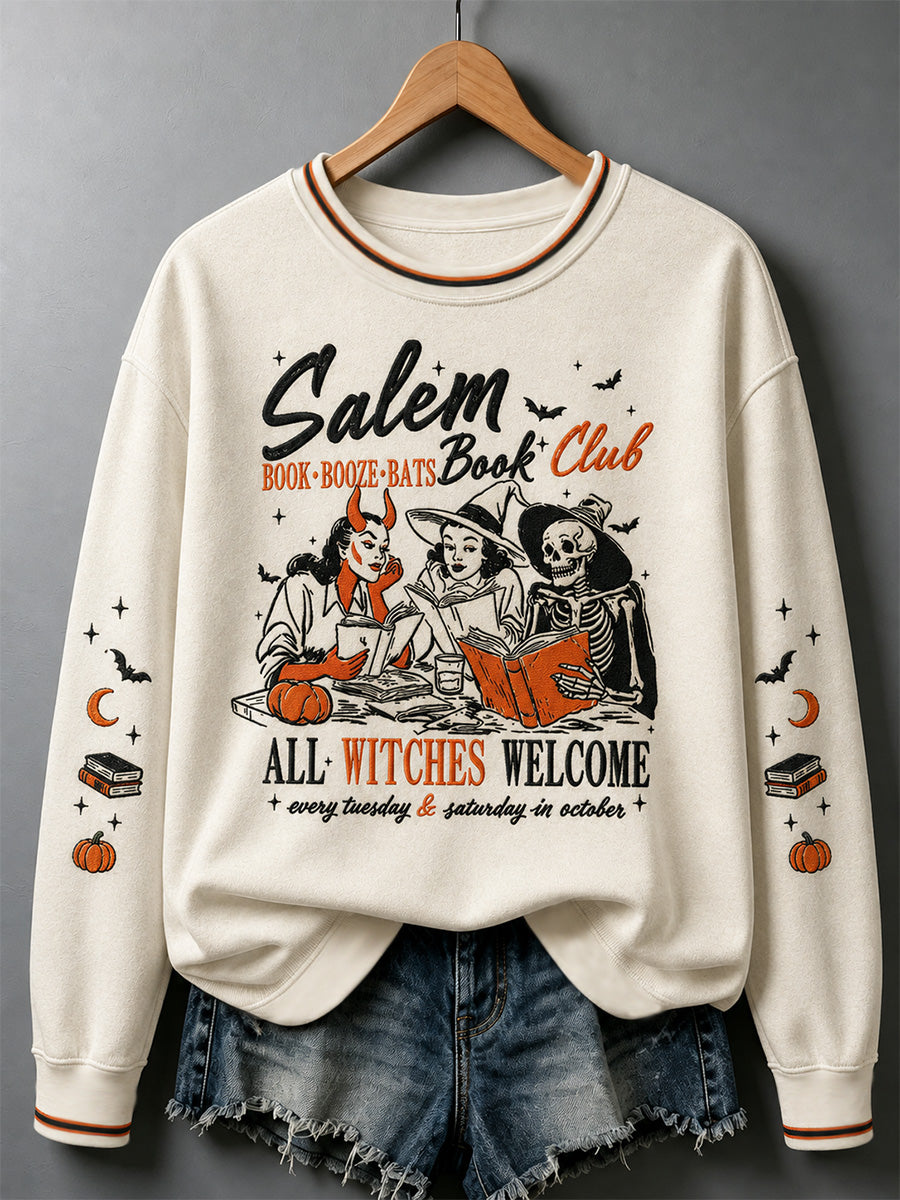 Women's Halloween Salem Book Club Print Sweatshirt