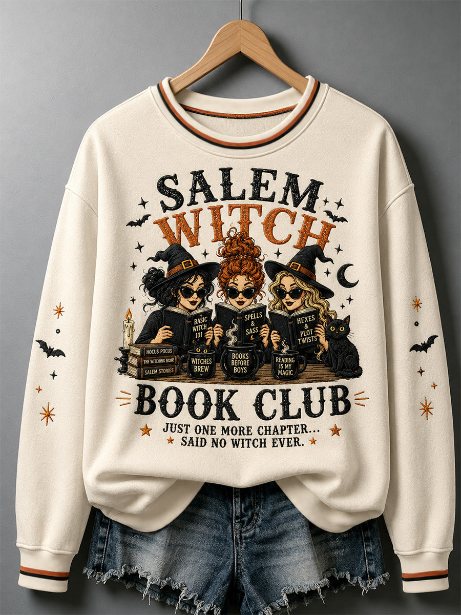 Women's Halloween Salem Book Club Print Sweatshirt