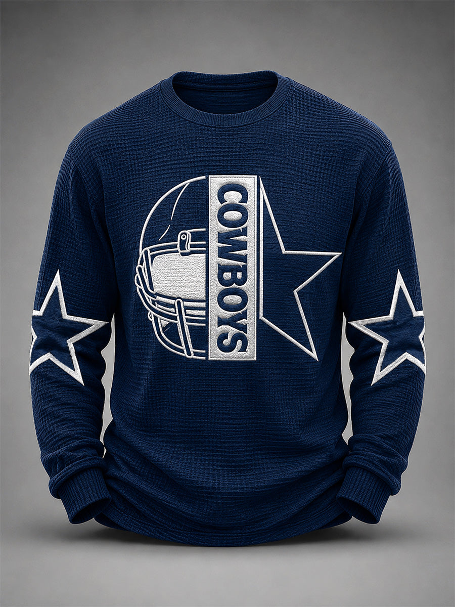 Men's Football Gameday Gift For Football Fans Casual Waffle Long Sleeve Top