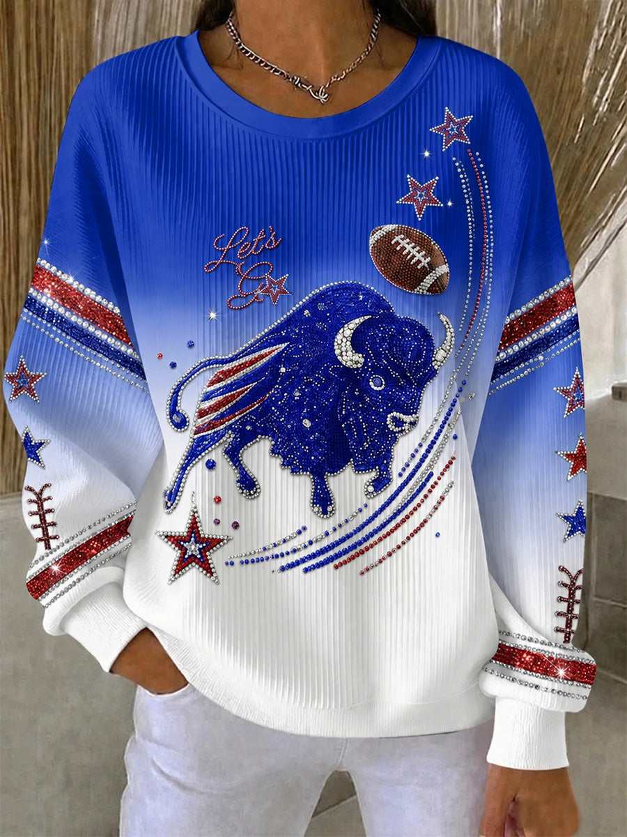 Women's Football Lover Buffalo Print Casual Sweatshirt
