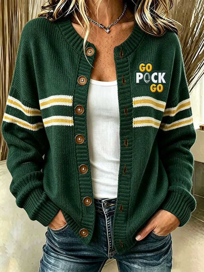 Women's Football Cardigan-Style Knit Jacket