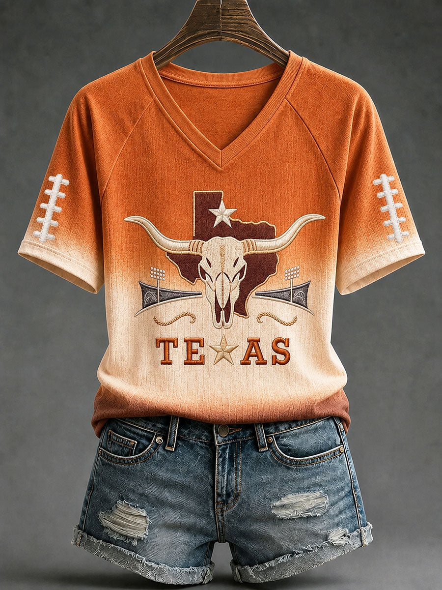 Women's Game Day Football Print Casual T-shirt