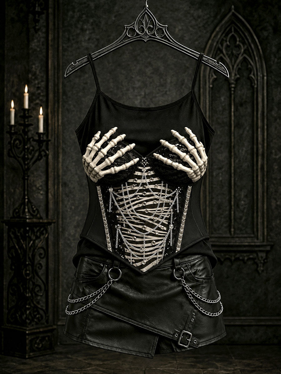 Women's Halloween Gothic Skull Vests