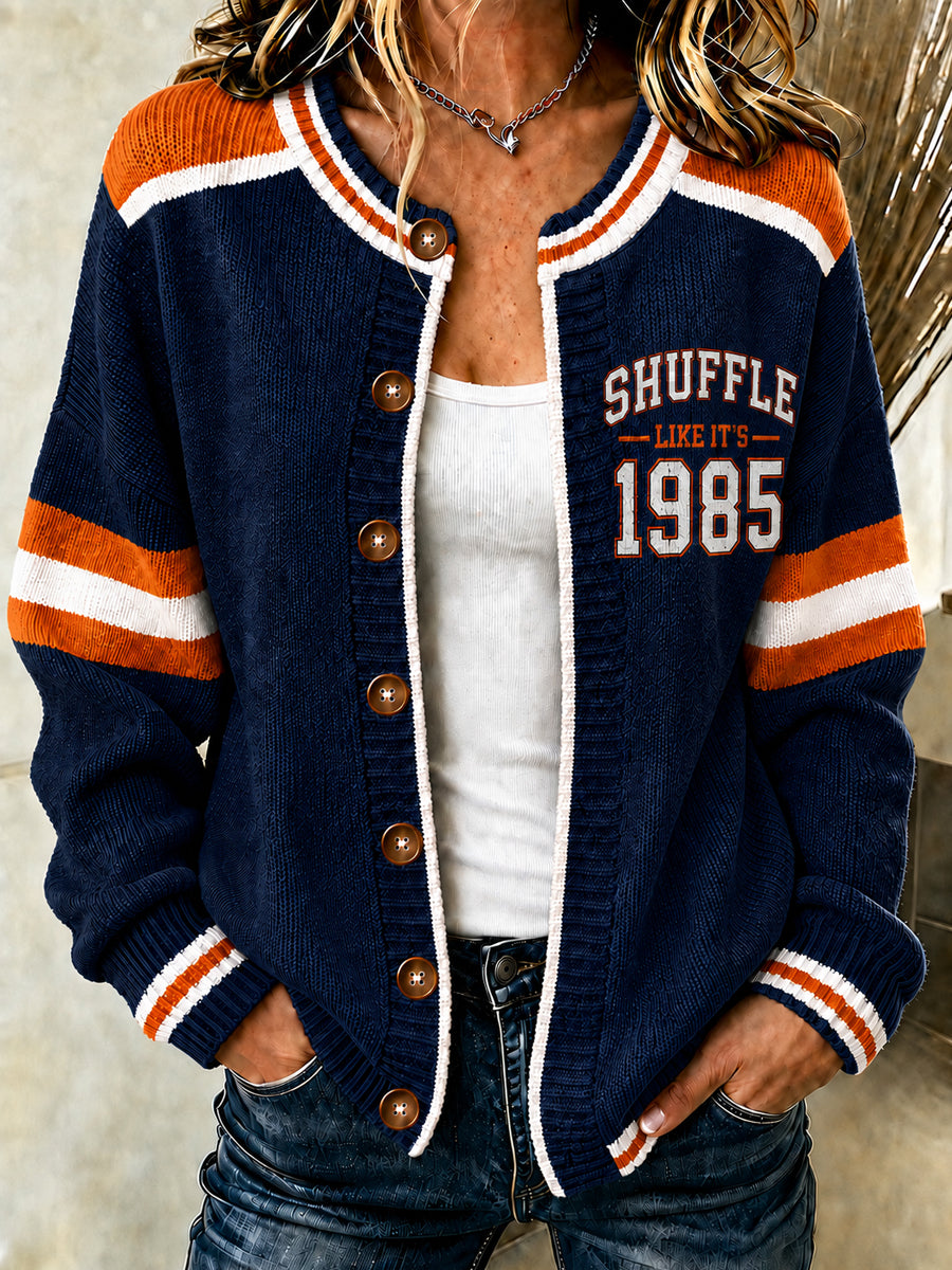 Women's Football Gameday Gift For Football Fans Cardigan-Style Knit Jacket