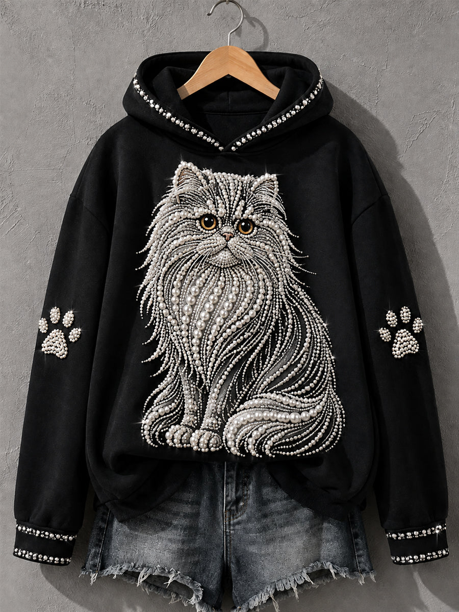 Women's Persian Cat Print Cat Lovers Casual Hoodie