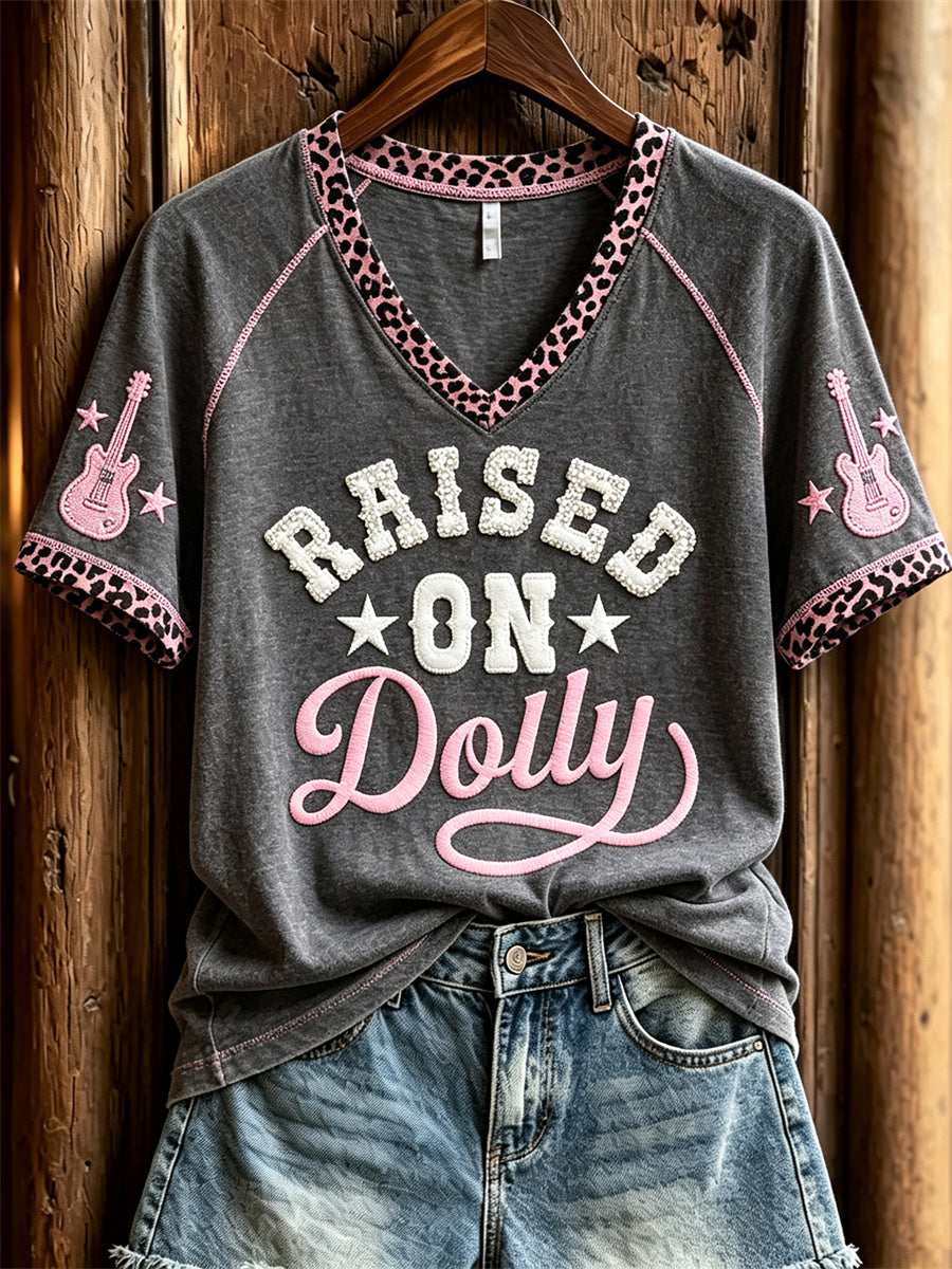 Women's Vintage Classic Country Music Inspired Western Print Memorial short-sleeved T-shirt
