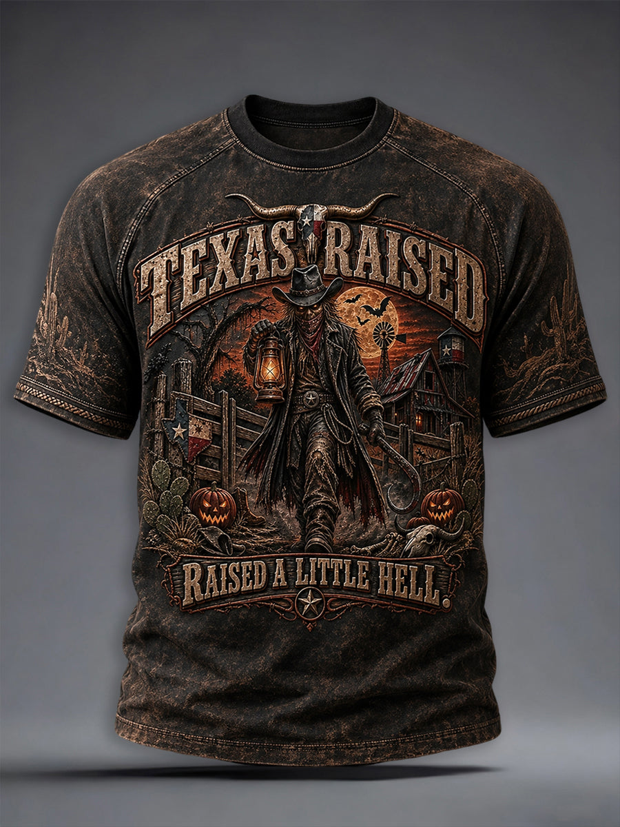 Men's Texas Halloween Print Short Sleeve T-shirt