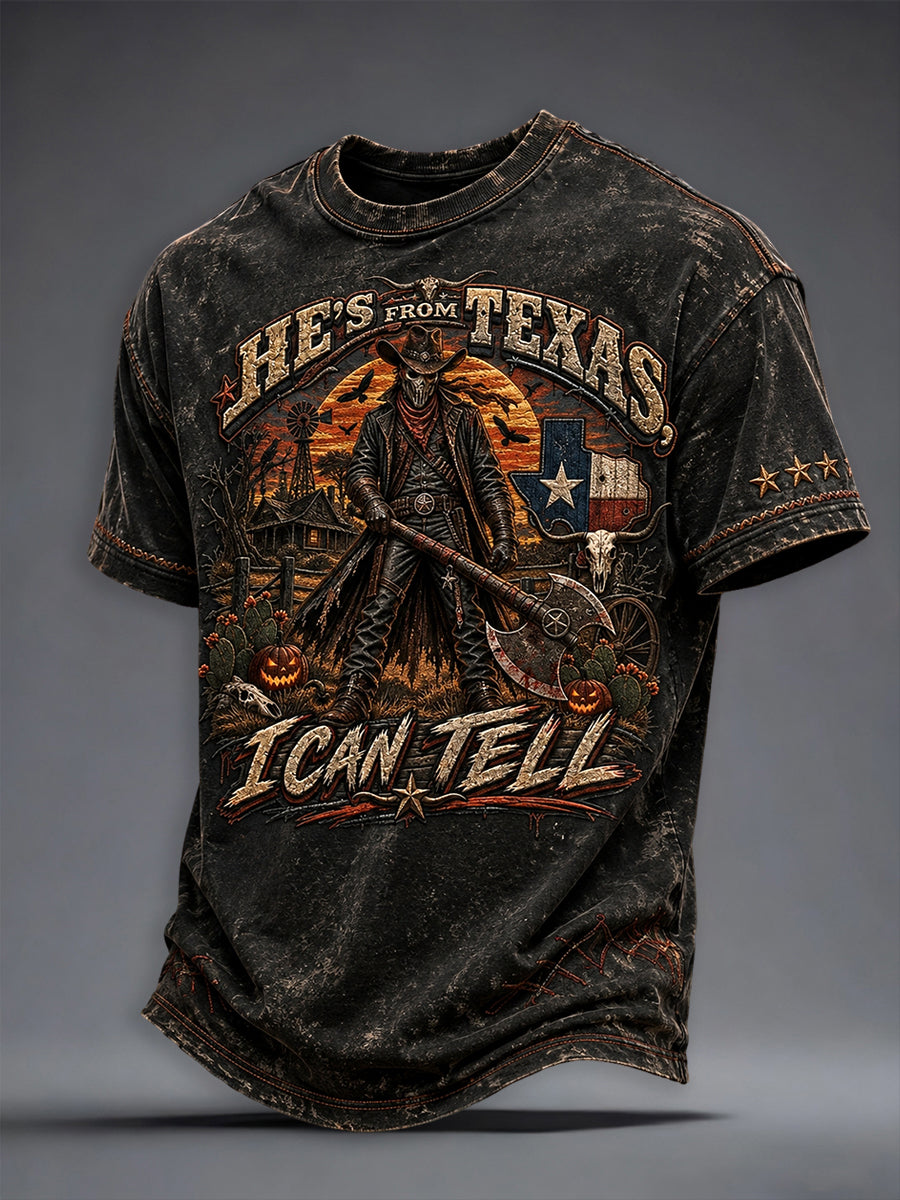 Men's Texas Halloween Printed T-shirt